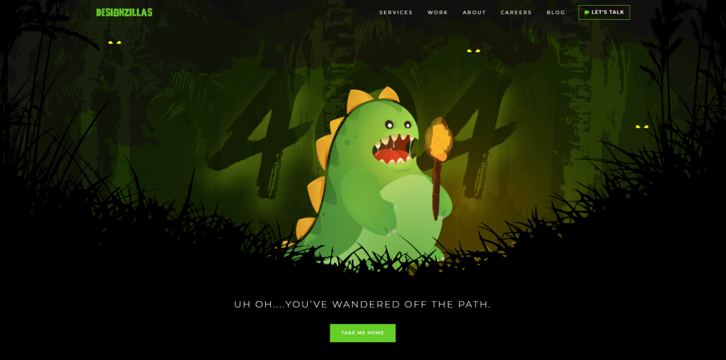 Пример страницы с ошибкой 404 Сайт Designzillas