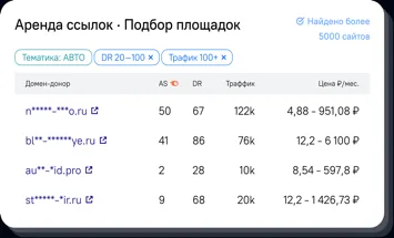 Подбор площадок для аренды ссылок в интерфейсе Sape