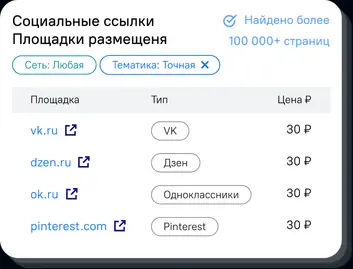 Подбор площадок для социальных ссылок в интерфейсе Sape