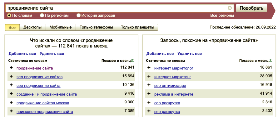 Поиск низкочастотников