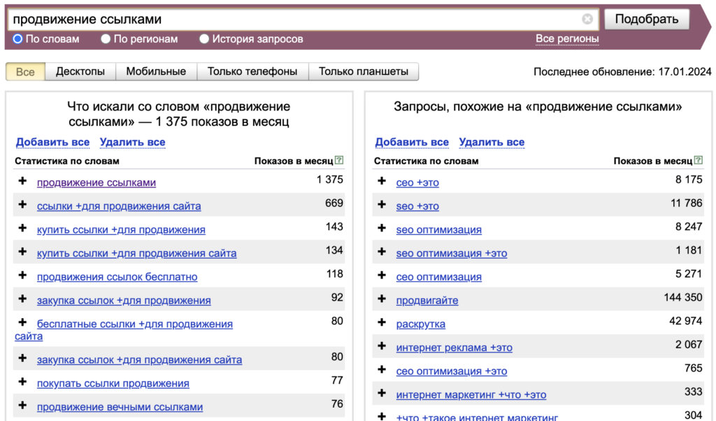 запросы в яндекс вордстат